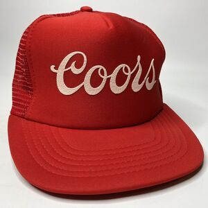 Vtg Coors Beer Farmer Trucker Cap Hat Red Mesh Snapback Screenprint Sportcap